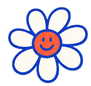 Hand-drawn smiling flower