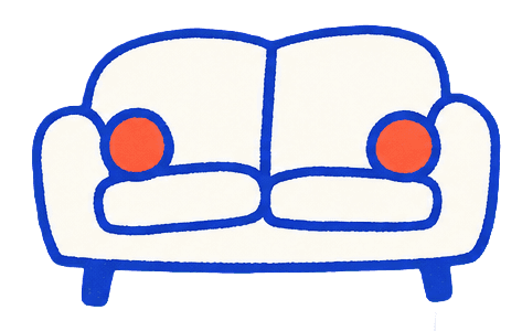 Hand-drawn two-seat sofa